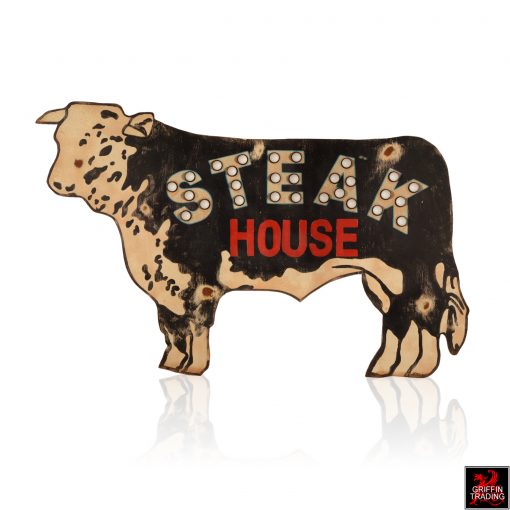 Lighted Steakhouse Cow Sign